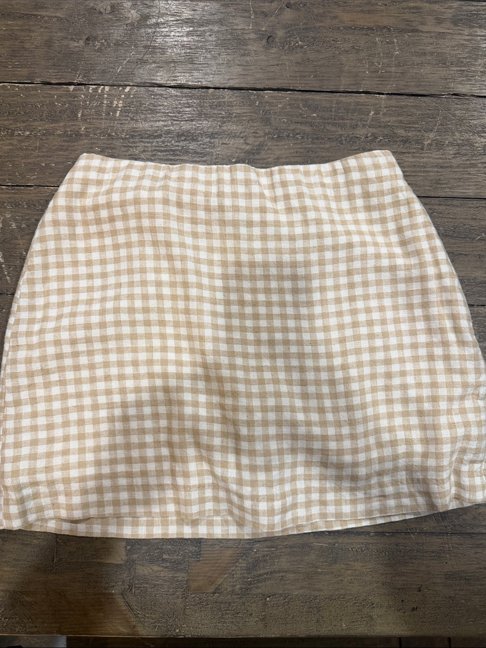 Abercrombie & Fitch Beige and White Gingham Mini Skirt with Shorts